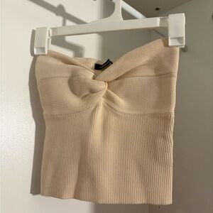 Olivaceous Cream Knotted Strapless Top
